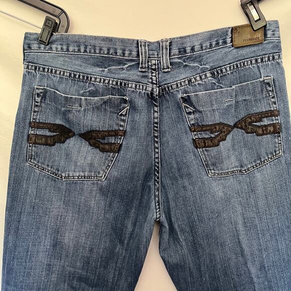 FLYPAPER Straight Leg Mens Jeans Size 38x30 Embroidered Pocket Western Y2K Loose - Picture 5 of 14